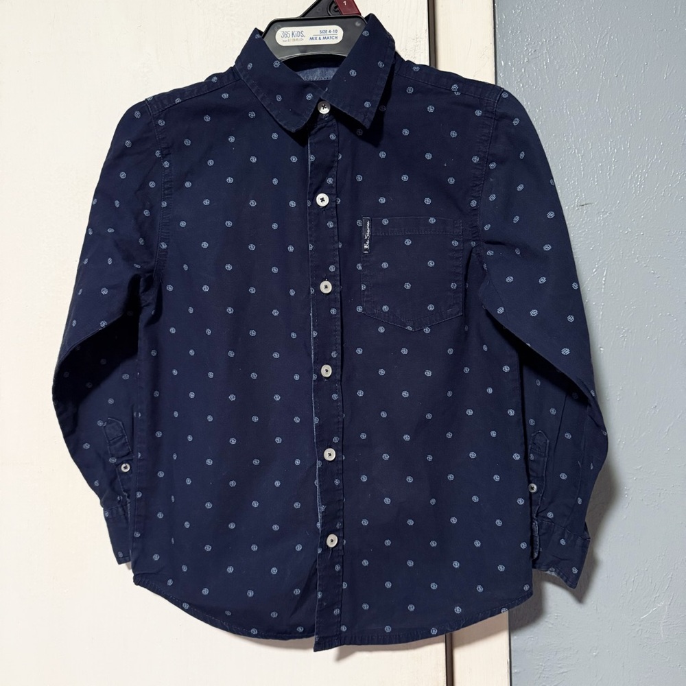 Kids Navy Polka Dot Button-Down Shirt